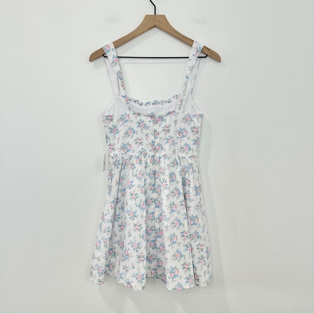Altar'd State Isa Floral Mini Milkmaid Dress White Pink Blue Floral NWT Small - Picture 4 of 10